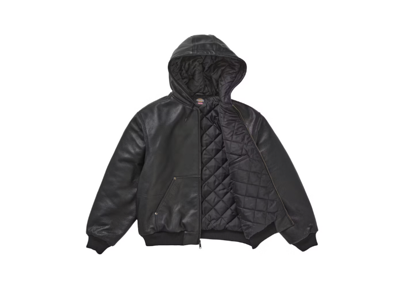 Supreme Dickies Hooded Leather Work Jacket Black – Coproom