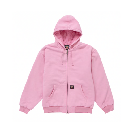 Supreme Dickies Quilted Lined Zip Up Hooded Sweatshirt Pink