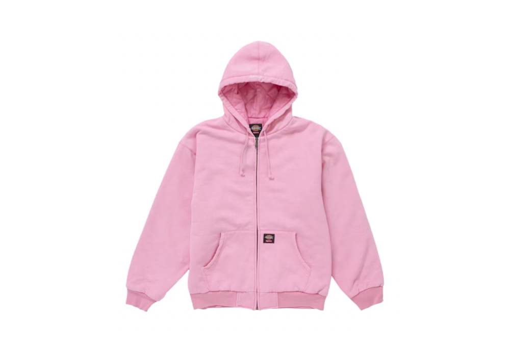 Supreme Dickies Quilted Lined Zip Up Hooded Sweatshirt Pink Supreme Dickies Quilted Lined Zip Up Hooded Sweatshirt Pink