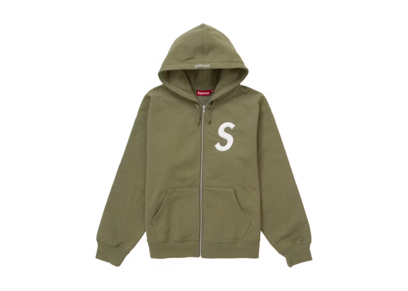 Supreme S Logo Zip Up Hooded Sweatshirt (FW24) Light Olive – Coproom