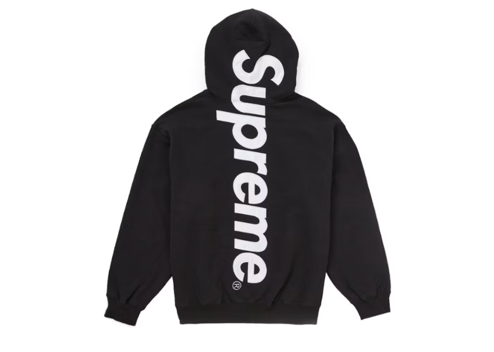 Supreme Satin Applique Hooded Sweatshirt FW24 Black Coproom