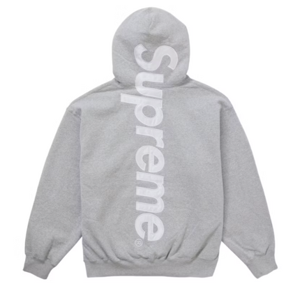 Supreme Satin Applique Hooded Sweatshirt FW24 Heather Grey