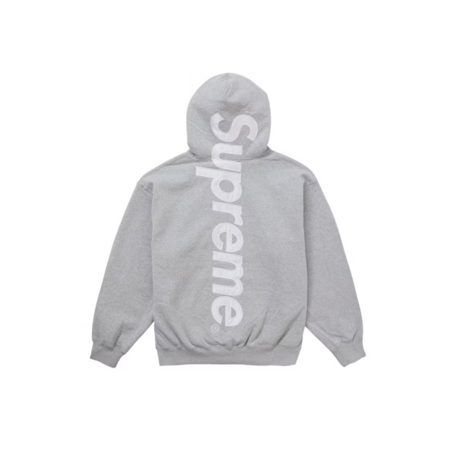 Supreme Satin Applique Hooded Sweatshirt FW24 Heather Grey