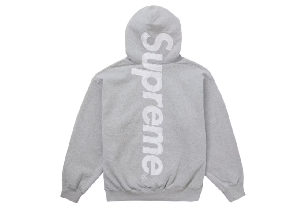 Supreme Satin Applique Hooded Sweatshirt FW24 Heather Gray Coproom