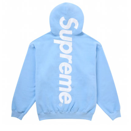 Supreme Satin Applique Hooded Sweatshirt FW24 Light Blue