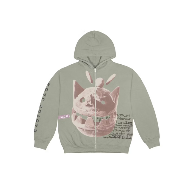 Travis Scott New Sight Zip Up Hoodie Olive