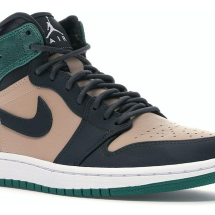 Air Jordan 1 High Premium Mystic Green AH7389-203, trois-quarts avant extérieur