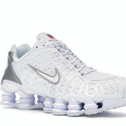 Nike Shox TL White Metallic Silver AV3595-100, trois-quarts avant extérieur