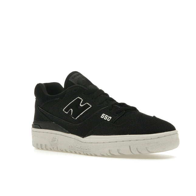New Balance 550 Black Canvas BB550MDB, trois-quarts avant extérieur