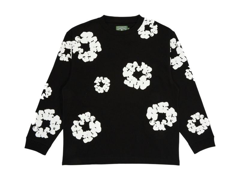 Denim Tears Long Sleeve Cotton Wreath T-Shirt Black