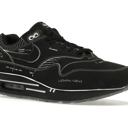 Nike Air Max 1 Tinker Sketch To Shelf Black CJ4286-001, trois-quarts avant extérieur