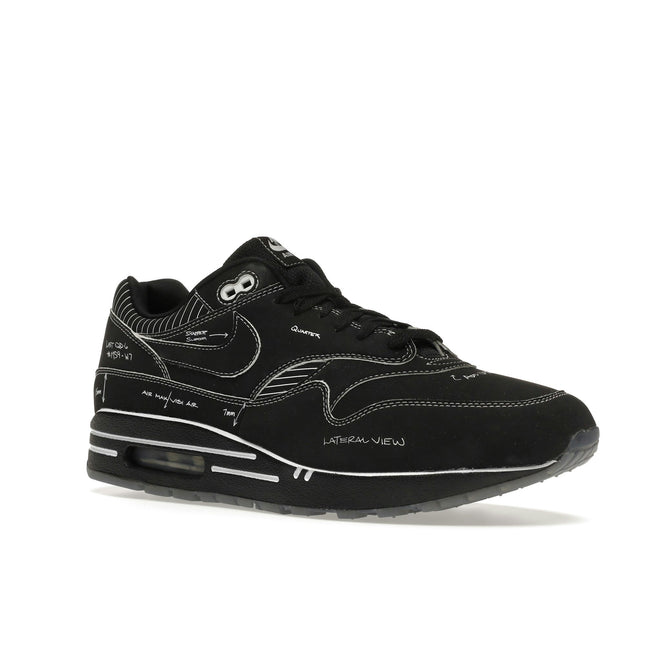 Nike Air Max 1 Tinker Sketch To Shelf Black CJ4286-001, trois-quarts avant extérieur