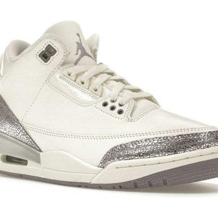 Air Jordan 3 Retro Sail Cement Grey CK9246-100, trois-quarts avant extérieur