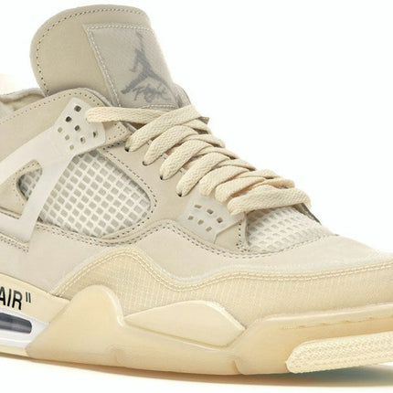 Air Jordan 4 Retro Off-White Sail CV9388-100, trois-quarts avant extérieur