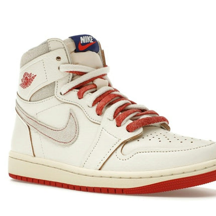 Air Jordan 1 Retro High Rare Air Sail Cinnabar DB4612-100, trois-quarts avant extérieur