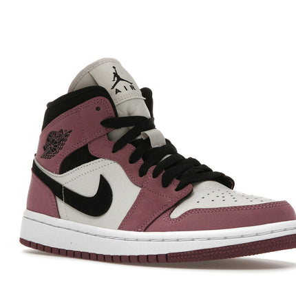 Air Jordan 1 Mid Light Mulberry DC7267-500, trois-quarts avant extérieur