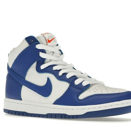 Nike SB Dunk High Pro ISO Kentucky DH7149-400, trois-quarts avant extérieur
