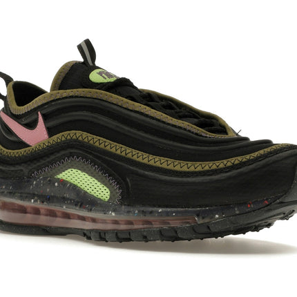 Nike Air Max 97 Terrascape Black Elemental Pink Lime DJ5019-004, trois-quarts avant extérieur
