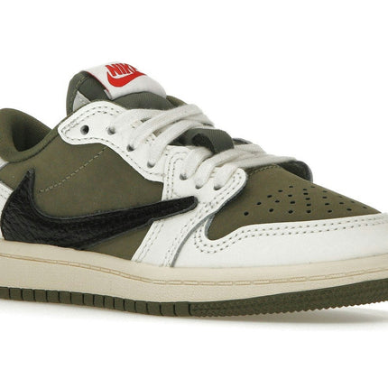 Air Jordan 1 Retro Low OG SP Travis Scott Medium Olive (PS) DO5442-200, trois-quarts avant extérieur