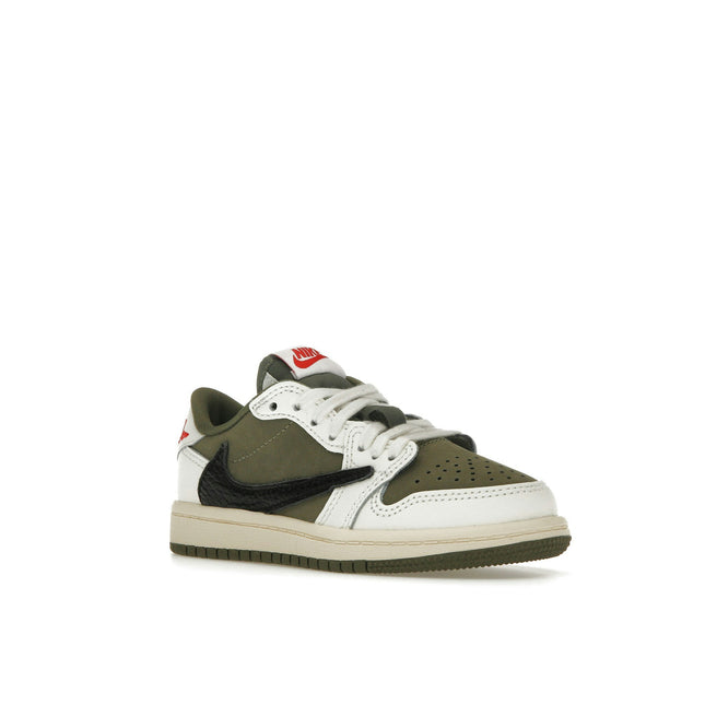 Air Jordan 1 Retro Low OG SP Travis Scott Medium Olive (PS) DO5442-200, trois-quarts avant extérieur