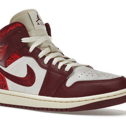 Air Jordan 1 Mid SE Tiki Leaf DZ2820-601, trois-quarts avant extérieur