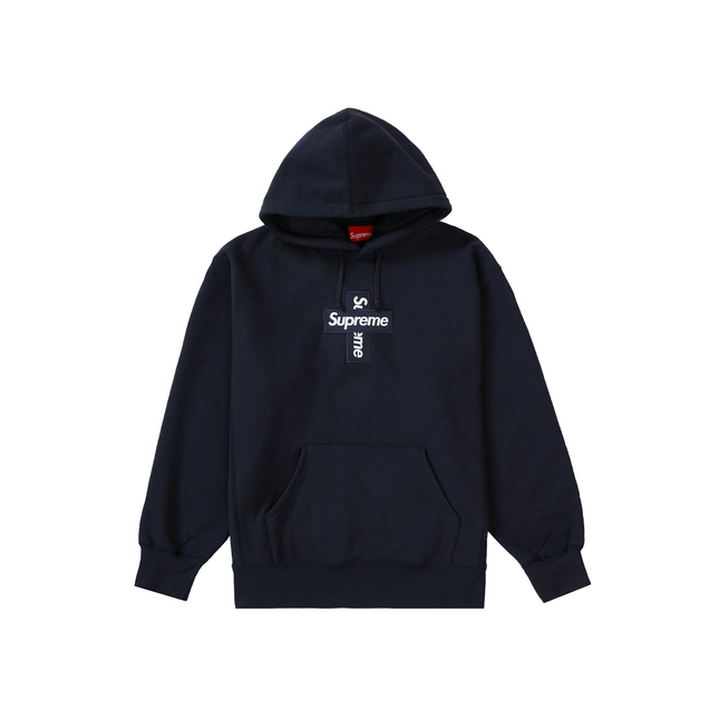 Supreme Cross Box Logo Hooded Sweatshirt Navy f7c8c9a8-c13b-457c-a9d0-2c602d93b94d, vue principale