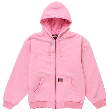 Supreme Dickies Quilted Lined Zip Up Hooded Sweatshirt Pink f85f7d68-3397-4195-b80e-8e95c6066135, vue principale
