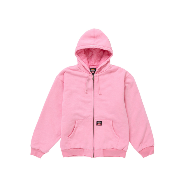 Supreme Dickies Quilted Lined Zip Up Hooded Sweatshirt Pink f85f7d68-3397-4195-b80e-8e95c6066135, vue principale