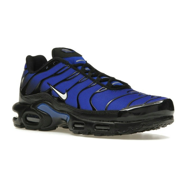 Nike Air Max Plus Premium Black Racer Blue FQ7331-001, trois-quarts avant extérieur