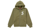 Supreme S Logo Zip Up Hooded Sweatshirt (FW24) Light Olive FW24SLOGOHOODIEOLIVE, vue principale