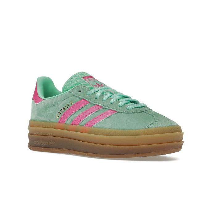 Adidas Gazelle Bold Pulse Mint Screaming Pink H06125, trois-quarts avant extérieur