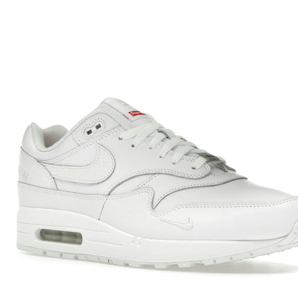 Nike Air Max 1 '87 SP Supreme Triple White HF8813-100, trois-quarts avant extérieur