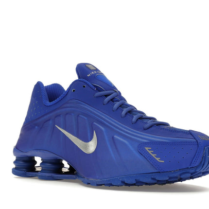 Nike Shox R4 Racer Blue Metallic Silver HJ7303-445, trois-quarts avant extérieur
