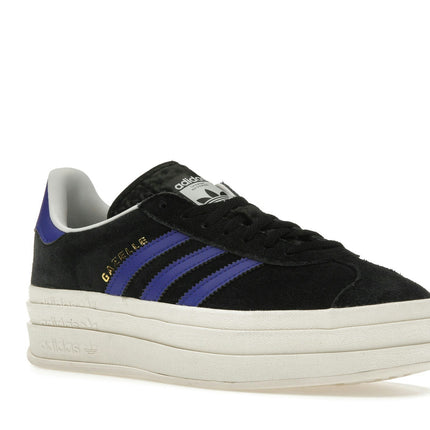Adidas Gazelle Bold Core Black Lucid Blue HQ4408, trois-quarts avant extérieur