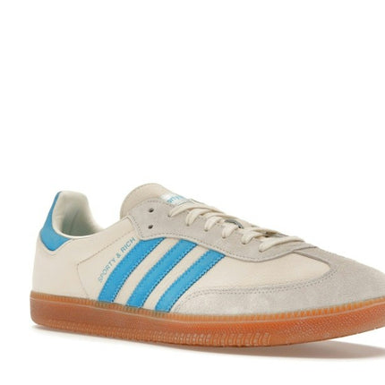 Adidas Samba OG Sporty & Rich Cream Blue IE7096, trois-quarts avant extérieur