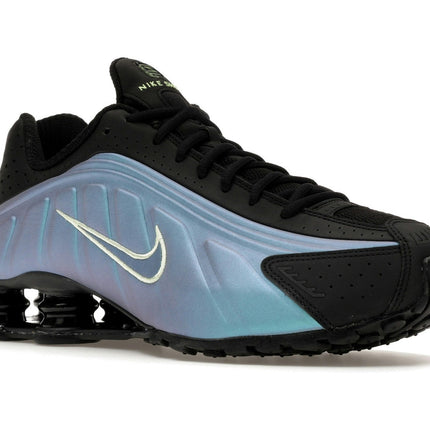 Nike Shox R4 Sapphire Light Liquid Lime IF4849-500, trois-quarts avant extérieur