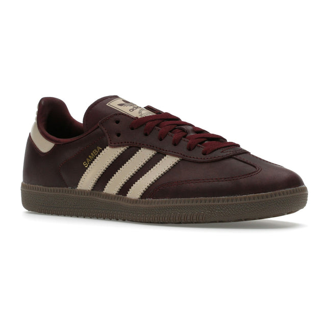 Adidas Samba OG Maroon Crystal Sand IF7004, trois-quarts avant extérieur