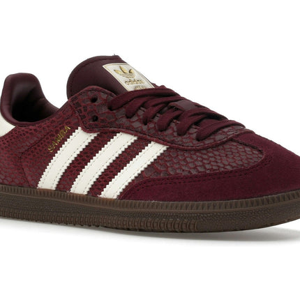 Adidas Samba OG Snakeskin Maroon Cream White IH3979, trois-quarts avant extérieur