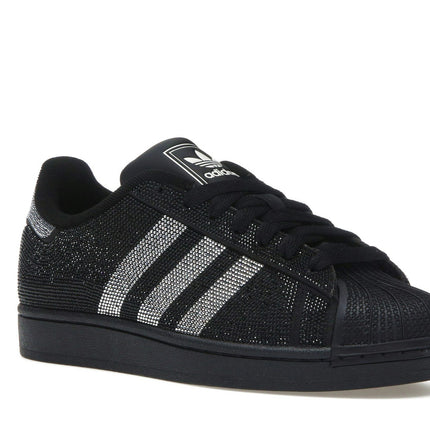 Adidas Superstar II Rhinestone Black Silver IH4200, trois-quarts avant extérieur