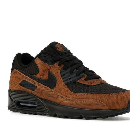 Nike Air Max 90 Premium Light British Tan Velvet Brown IQ0283-281, trois-quarts avant extérieur