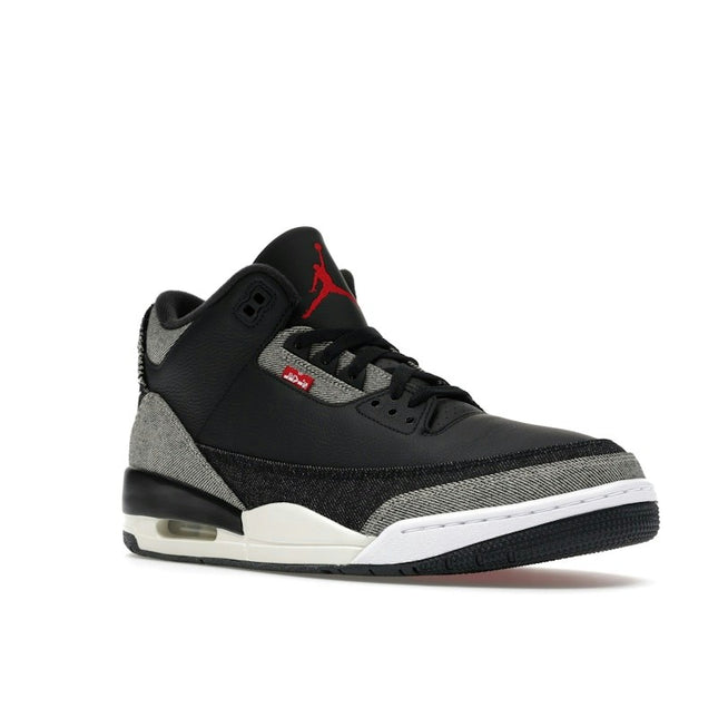 Air Jordan 3 Retro Levi’s Black IR0914-400, trois-quarts avant extérieur