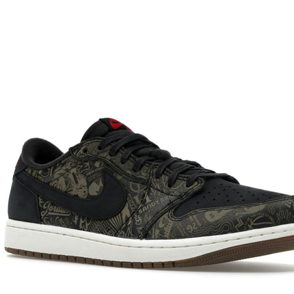 Air Jordan 1 Retro Low OG Laser Black University Red IV6750-001, trois-quarts avant extérieur