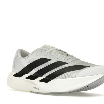 Adidas Adizero Evo SL White Black JH6208, trois-quarts avant extérieur