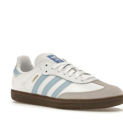 Adidas Samba OG White Sky Blue JI2003, trois-quarts avant extérieur