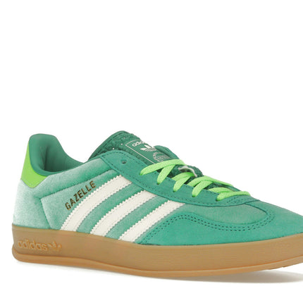 Adidas Gazelle Indoor Semi Court Green Velvet JI2715, trois-quarts avant extérieur