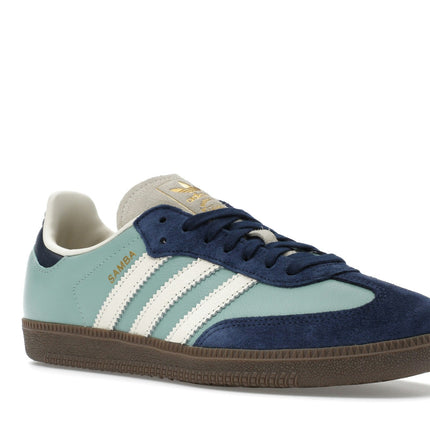 Adidas Samba OG Hazy Green Night Indigo JI4208, trois-quarts avant extérieur