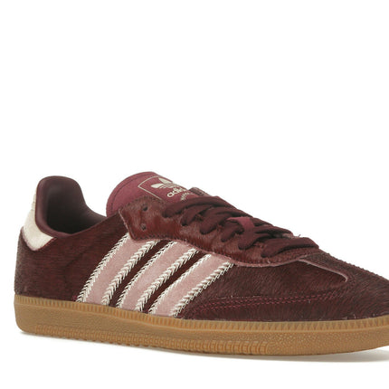 Adidas Samba OG Maroon Sand Strata Pony JP5330, trois-quarts avant extérieur