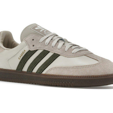 Adidas Samba OG Aluminum Dark Khaki JR0893, trois-quarts avant extérieur