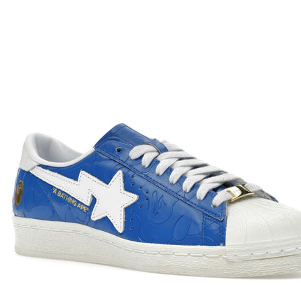 Adidas Superstar Vintage Bape Blue White JR2702, trois-quarts avant extérieur