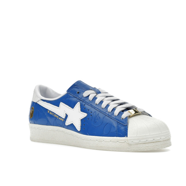 Adidas Superstar Vintage Bape Blue White JR2702, trois-quarts avant extérieur